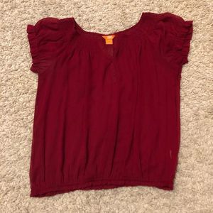 𝅺Red sheer short sleeved blouse